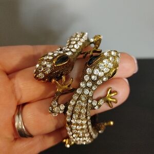 Gold and Silver Rhinestone Gecko Ornament
